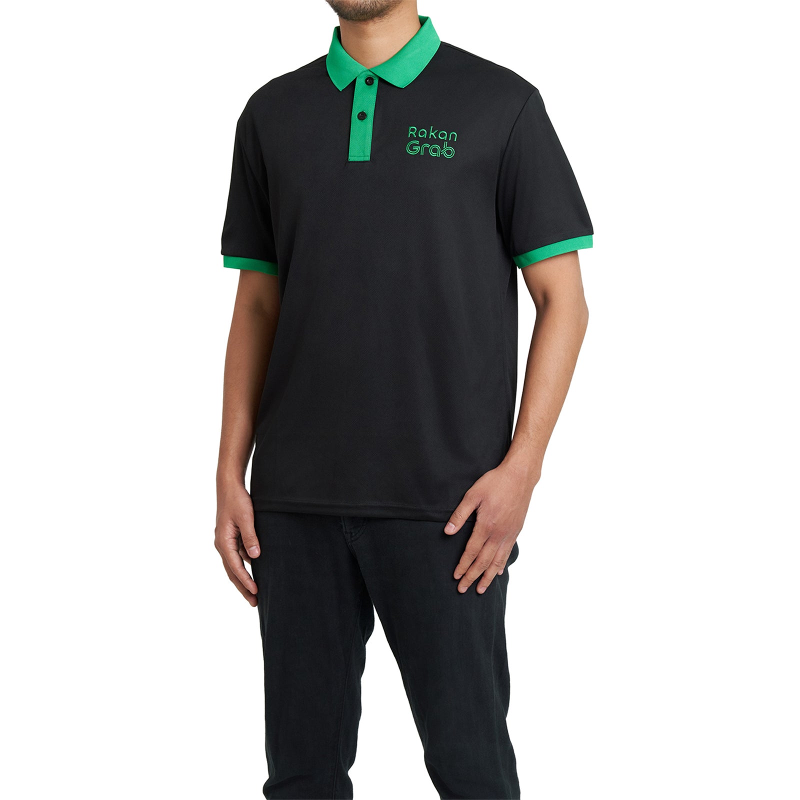 Grab Black Polo T-Shirt - L